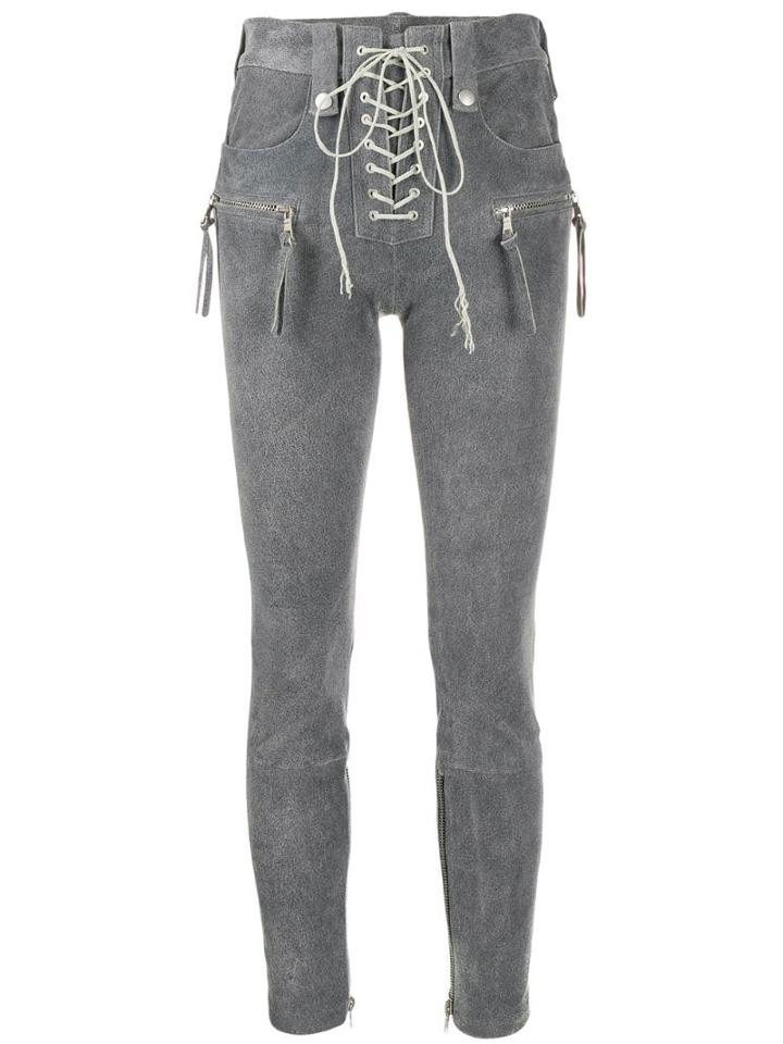 Unravel Project High-rise Lace Trousers - Grey