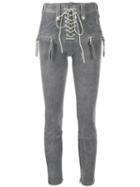 Unravel Project High-rise Lace Trousers - Grey