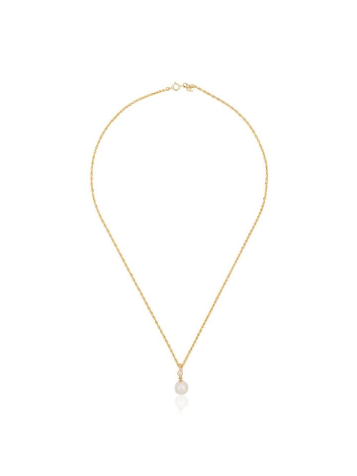 Loren Stuart Yellow Gold Pearl Drop And Diamond Necklace