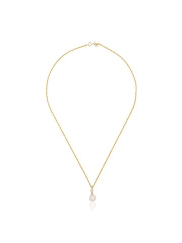 Loren Stuart Yellow Gold Pearl Drop And Diamond Necklace