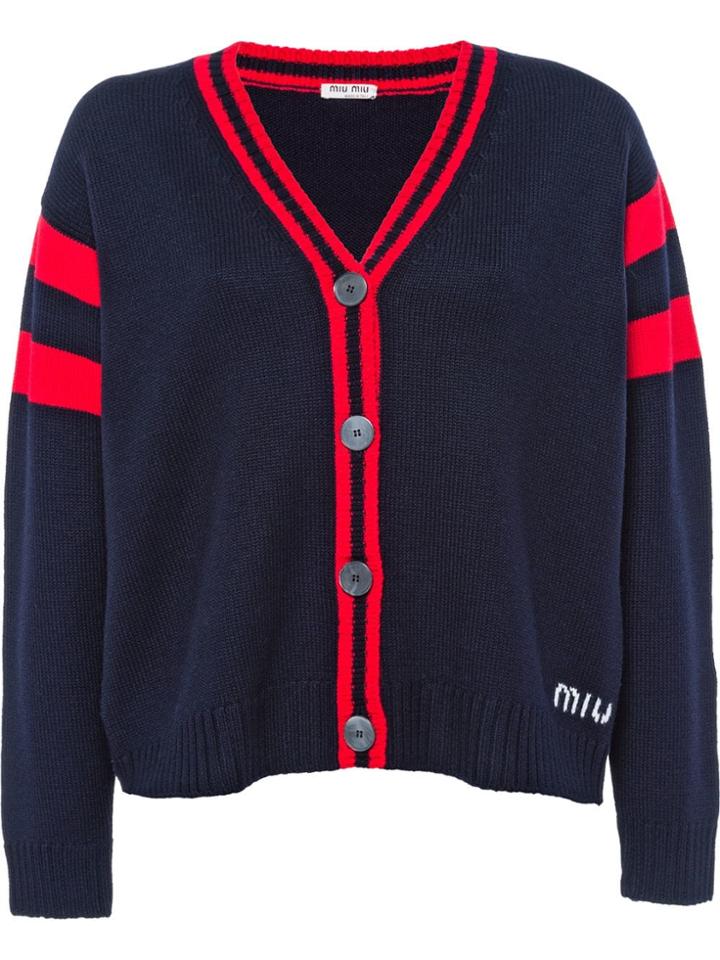 Miu Miu Contrast Detail Cardigan - Blue