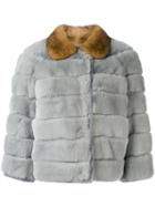 Red Valentino - Horizontal Panelled Coat - Women - Mink Fur/rabbit Fur/polyester - 42, Green, Mink Fur/rabbit Fur/polyester