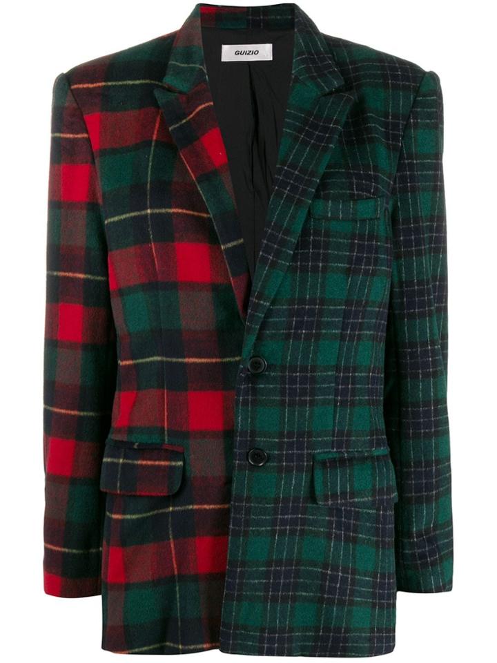 Danielle Guizio Asymmetric Plaid Blazer - Green