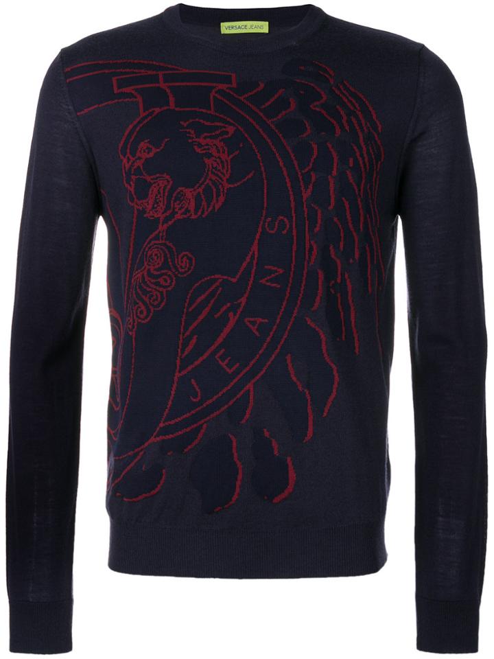 Versace Jeans Logo Print Jumper - Blue