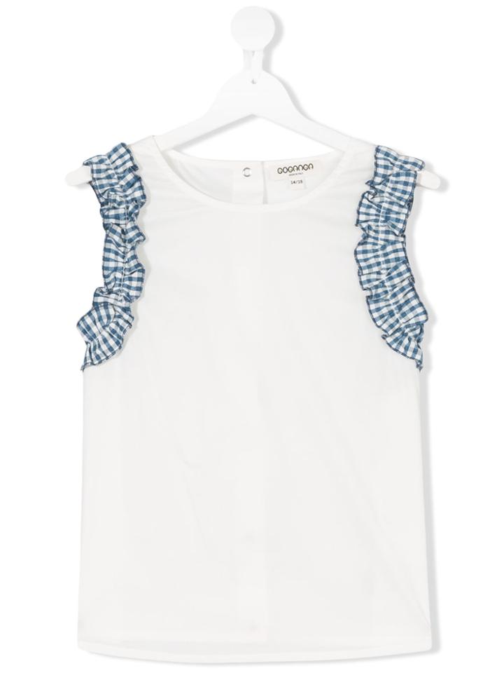 Goganga Teen Gingham Ruffle Trim Vest Top - White