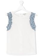 Goganga Teen Gingham Ruffle Trim Vest Top - White