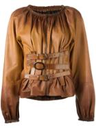 Tom Ford Buckle Detailing Zipped Shirt - Brown