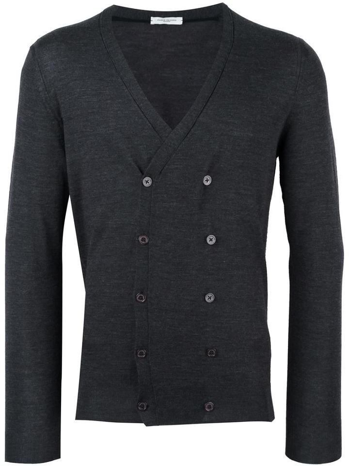 Paolo Pecora Double Breasted Cardigan, Men's, Size: Large, Grey, Wool