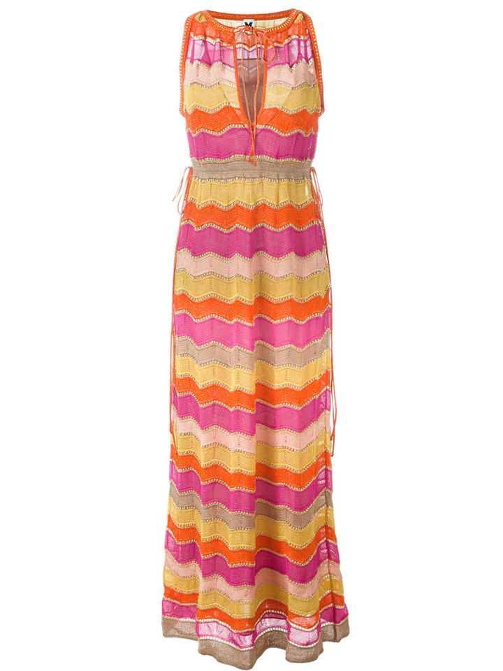 M Missoni Metallic Shift Knitted Dress, Women's, Size: 38, Yellow/orange, Polyamide/viscose/metallic Fibre/polyester