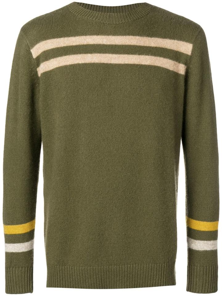 The Elder Statesman Stripe Fitted Sweater - Green