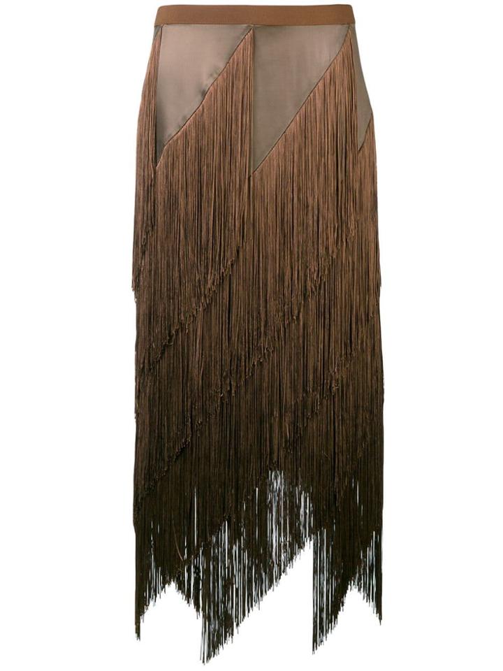Erika Cavallini Draped Fringe Skirt - Brown