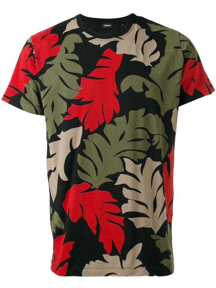Diesel Leaf Print T-shirt, Men's, Size: Small, Cotton
