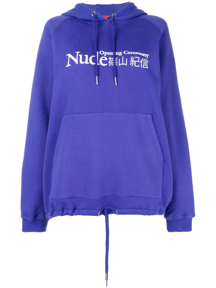 Opening Ceremony Slogan Print Hoodie - Pink & Purple