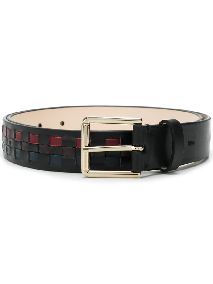 Paul Smith Woven Square Buckle Belt - Black
