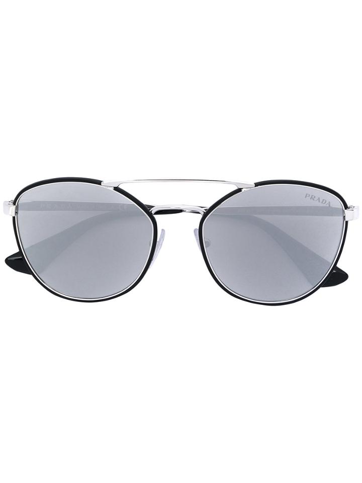 Prada Eyewear Round Aviator Sunglasses - Black