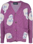 Lost Daze Skull Intarsia Cardigan - Purple