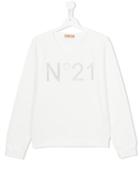 No21 Kids Logo Print Sweatshirt, Girl's, Size: 14 Yrs, White