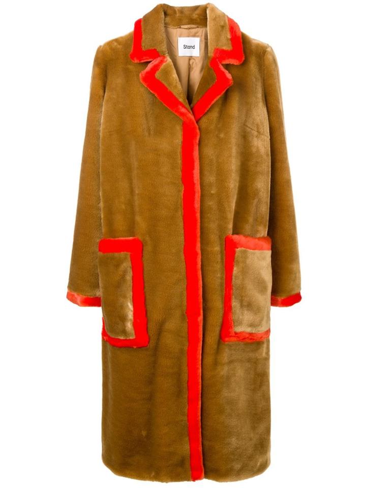 Stand Oversized Coat - Brown