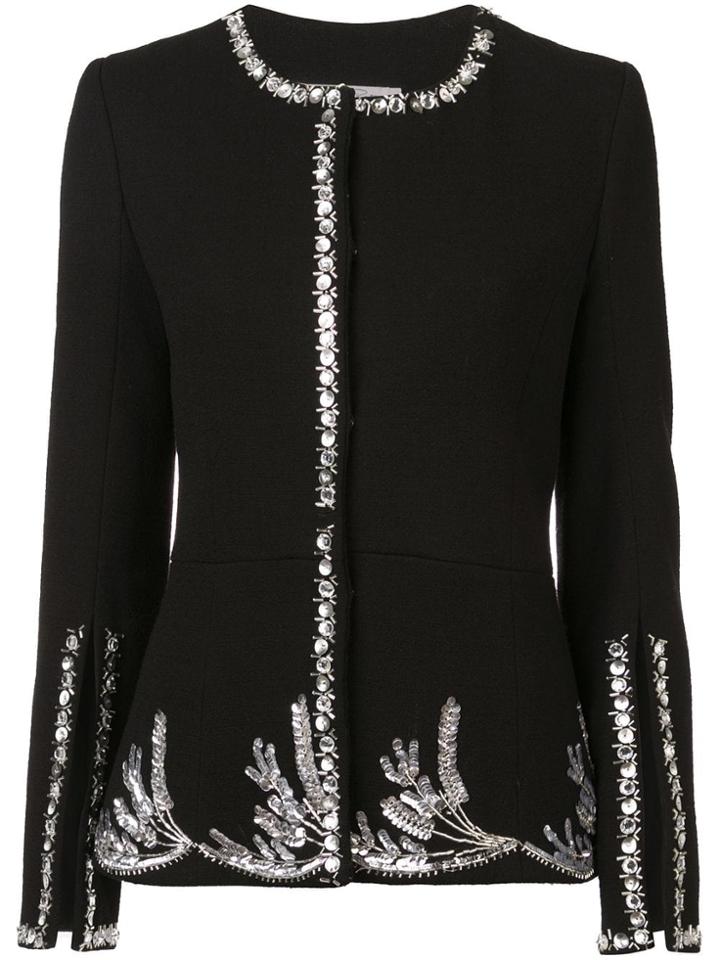 Oscar De La Renta Bejewelled Fitted Jacket - Black