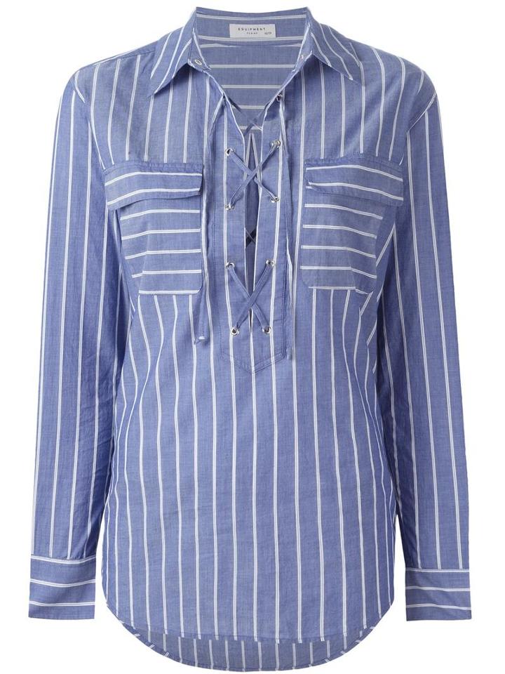 Equipment Striped Shirt, Women's, Size: Medium, Blue, Cotton