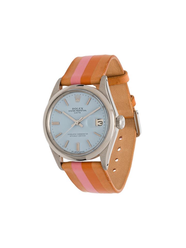La Californienne Blue Marigold Rolex Oyster Perpetual Date Leather