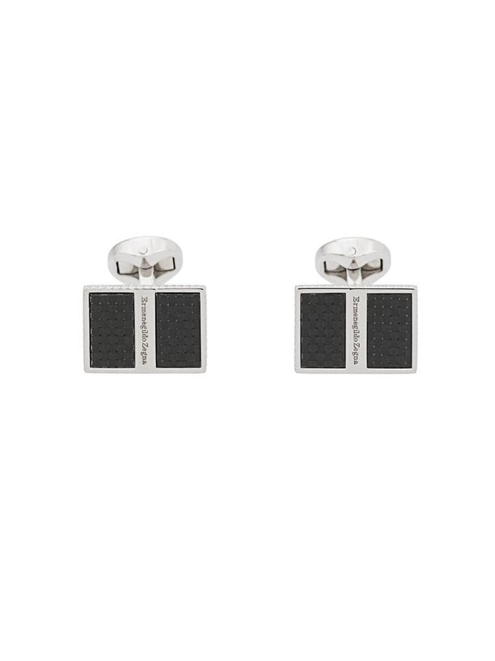 Ermenegildo Zegna Rectangular Logo Cufflinks - Silver