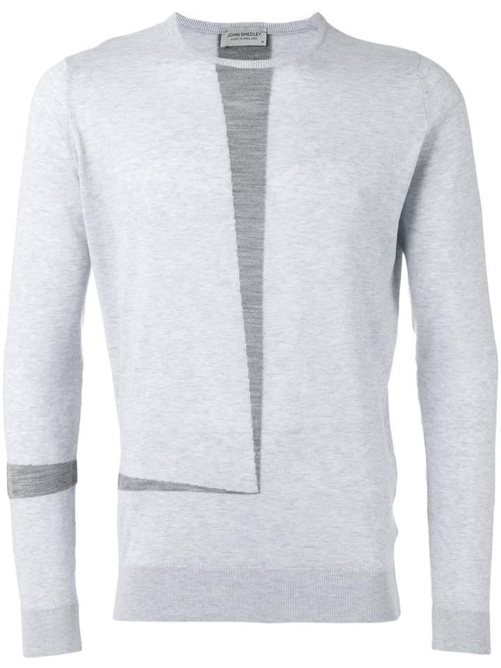 John Smedley Contrast Stripe Sweater, Men's, Size: Xl, Grey, Cotton/merino
