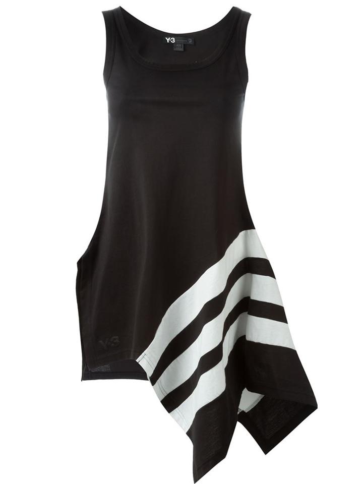 Y-3 Stripe Detail Asymmetric Tank Top