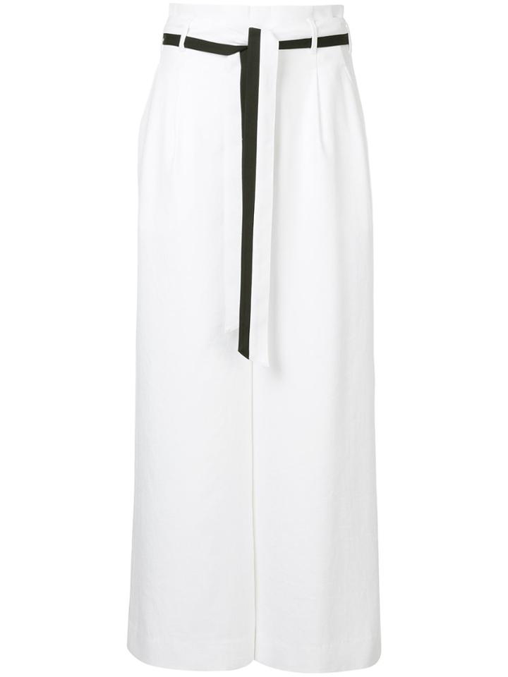 Loveless Belted Wide-leg Trousers - White