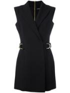 Balmain Sleeveless Wrap Front Dress, Women's, Size: 40, Black, Cotton/polyurethane/acetate/viscose
