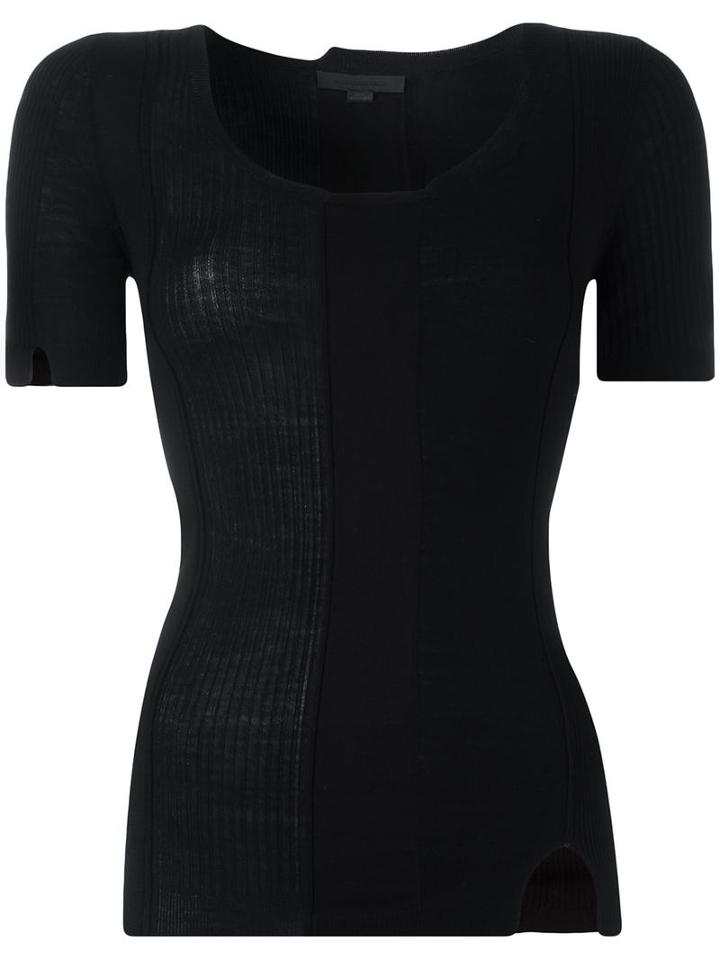 Alexander Wang Destroyed Edge Top, Women's, Size: Large, Black, Cotton/nylon/spandex/elastane/merino