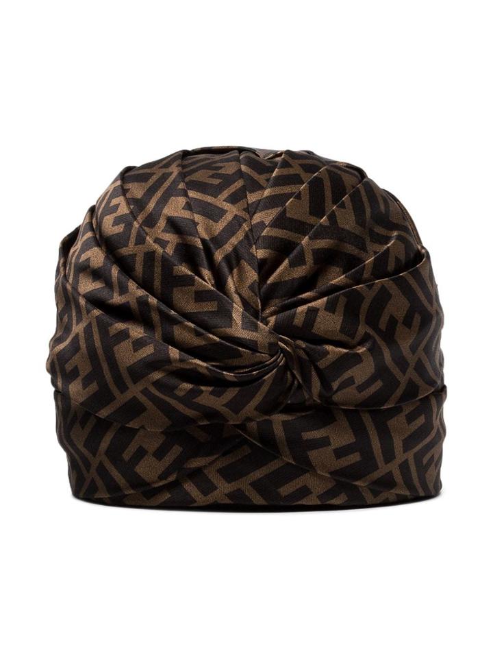 Fendi Brown Ff Logo Silk Turban