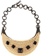 Yves Saint Laurent Vintage Raffia Rockstud Necklace - Nude & Neutrals