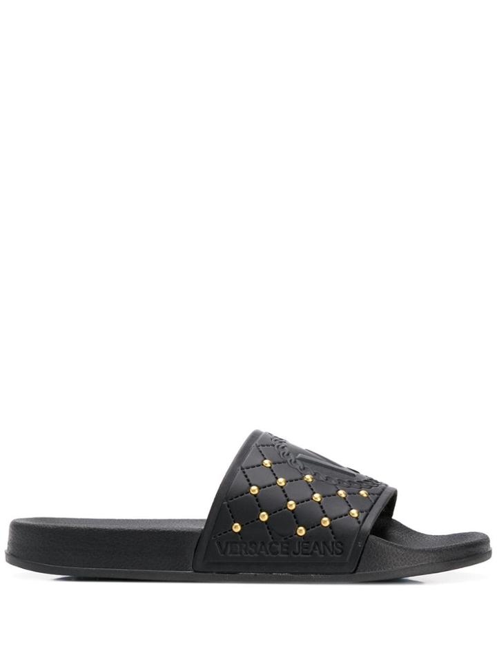 Versace Jeans Studded Sliders - Black