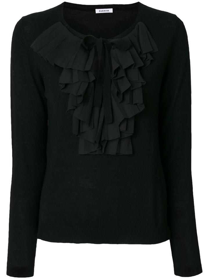 P.a.r.o.s.h. Ruffle Detail Knitted Top - Black