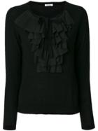 P.a.r.o.s.h. Ruffle Detail Knitted Top - Black