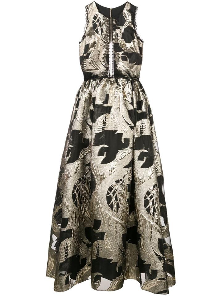 Marchesa Notte Lace-embellished Metallic Dress - Black