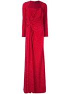 Badgley Mischka Pleated Drape Gown - Red