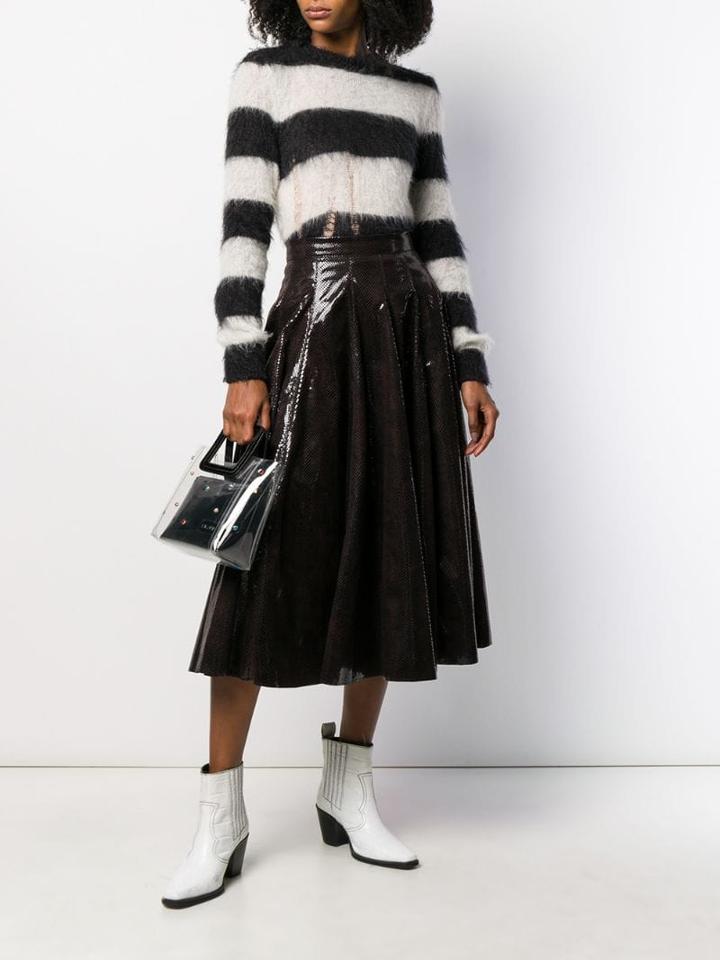 Msgm Textured Full Midi Skirt - Brown
