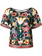 Caban Romantic Embroidered Short-sleeve Top - Multicolour
