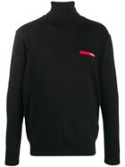 Gaelle Bonheur Logo Patch Roll Neck Jumper - Black