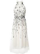 Monique Lhuillier - Embellished Pleated Dress - Women - Silk - 12, White, Silk