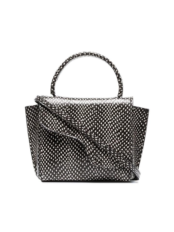 Atp Atelier Black And White Montalcino Dot Snake Print Leather
