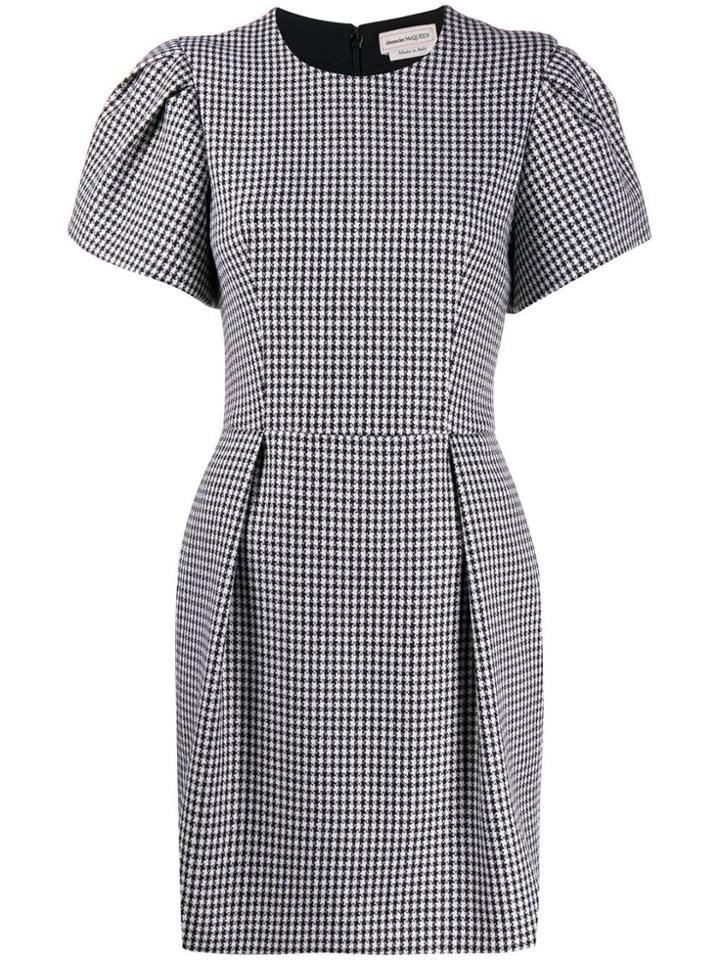 Alexander Mcqueen Houndstooth Short Dress - Black