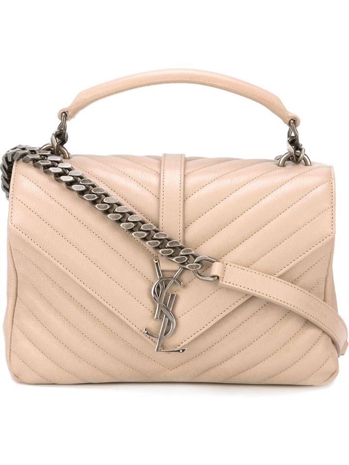 Saint Laurent Medium 'monogram' Satchel, Women's, Nude/neutrals