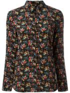 Saint Laurent Paris Collar Floral Print Shirt, Women's, Size: 36, Black, Silk