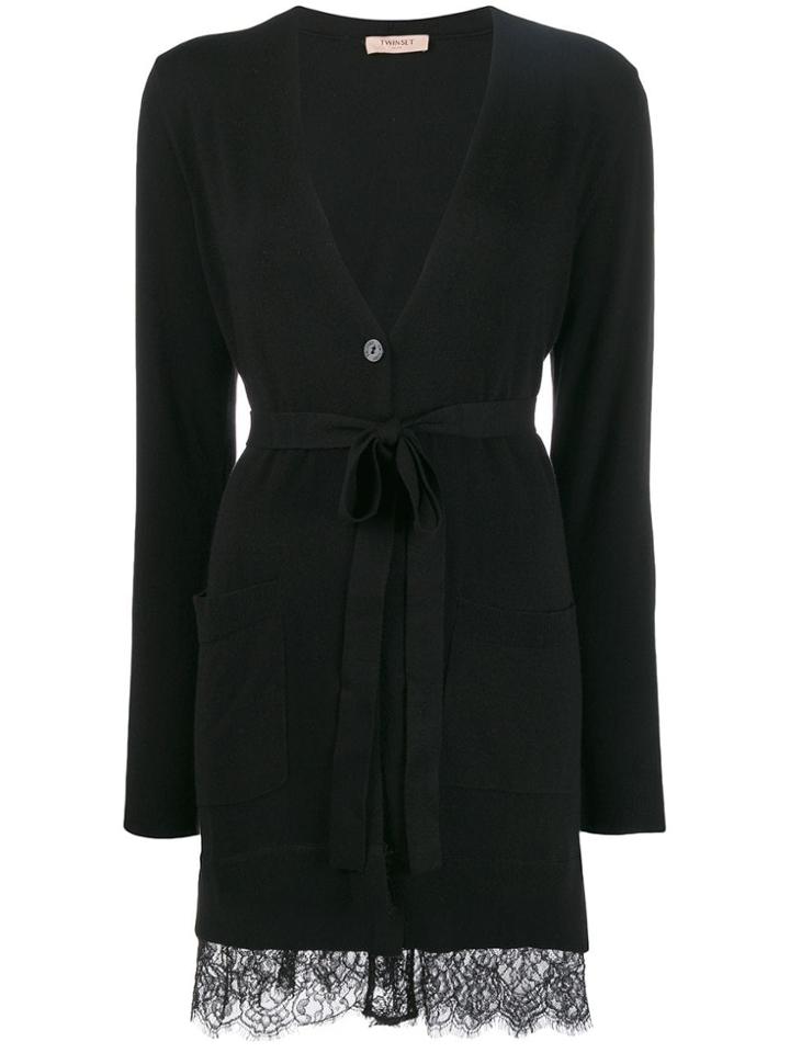 Twin-set Long Lace Cardigan - Black
