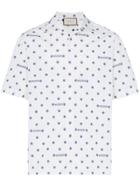 Gucci Star And Logo Print Cotton Shirt - White
