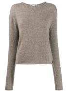 Agnona Crop Knit Round Neck Sweater - Neutrals