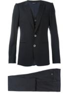 Dolce & Gabbana Pinstripe Three-piece Suit, Men's, Size: 52, Black, Polyester/spandex/elastane/cupro/wool